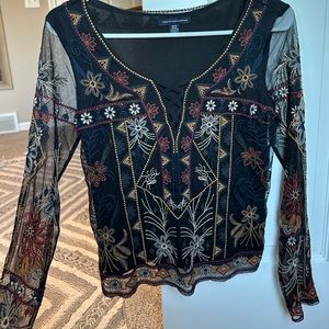 American Eagle embroidered long sleeve blouse